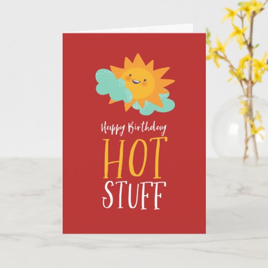 Hot Stuff Niedlich Summer Sun Pun Funny Happy Birt Karte (Gelbe Blume)