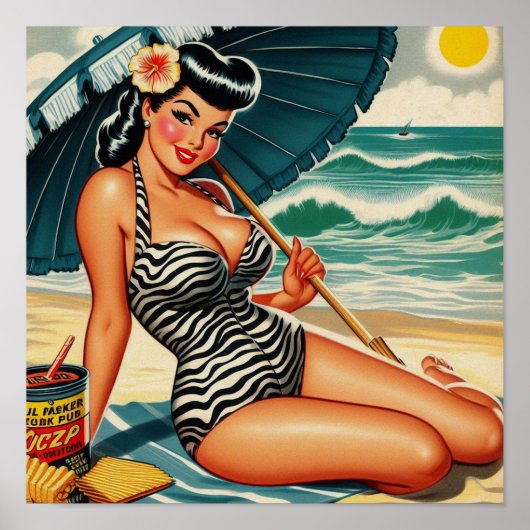 Hot Summer Beach Button Poster (Vorne)
