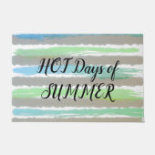 Hot Summer Blue Grey Green Watercolor Streifen Fußmatte (Vorderseite)