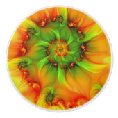 Hot Summer Green Orange Abstract Colorful Fractal Keramikknauf (Vorderseite)
