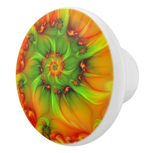 Hot Summer Green Orange Abstract Colorful Fractal Keramikknauf (Rechts)