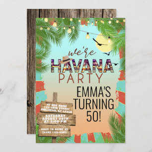 Hot Summer Havana Nights Retro Tropisches Party Einladung