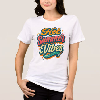 Hot Summer Vibes Tee || Retro Schriftzug Strand T-