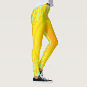 Hot Sun mit Regenwetter auf Aqua & Orange Streifen Leggings (Rechts)