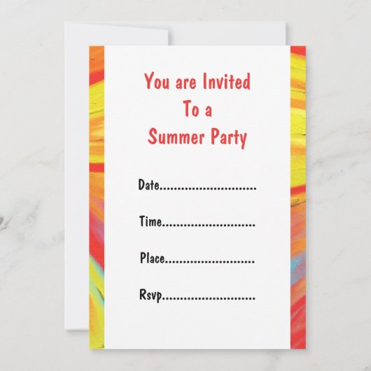 Hot Sun Rays Einladung (Rückseite)