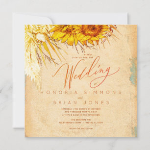 Hot Sunset Sunflower Square Einladung zur Hochzeit