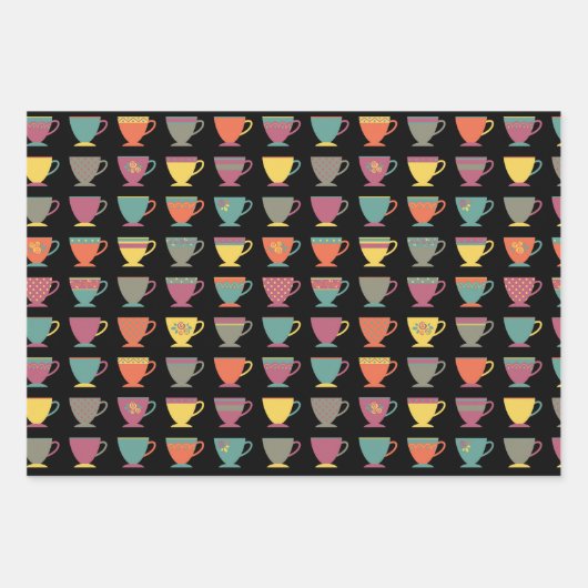 Hot Tasse Tee, bunte Kaffeetassen, die dampfen Geschenkpapier Set (Vorderseite 2)