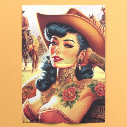 Hot Tattoo Cowgirl Seidenpapier