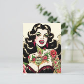 Hot Tattoo Vampire Girl Postkarte (Stehend Vorderseite)