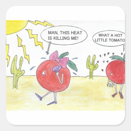 HOT TOMATO QUADRATISCHER AUFKLEBER (Vorderseite)