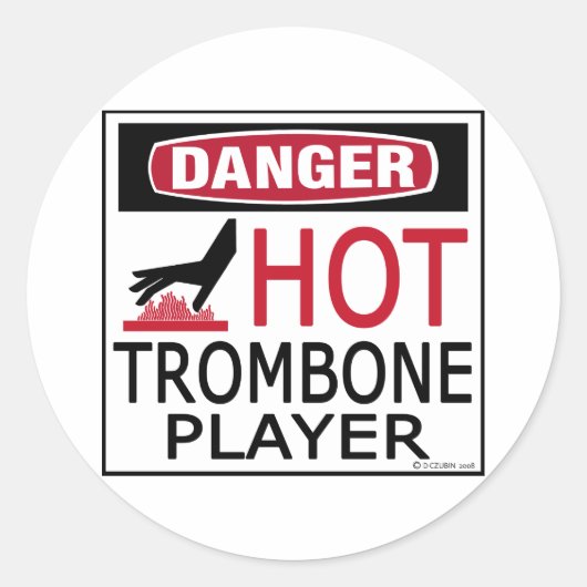 Hot-Trombone-Player Runder Aufkleber (Vorderseite)