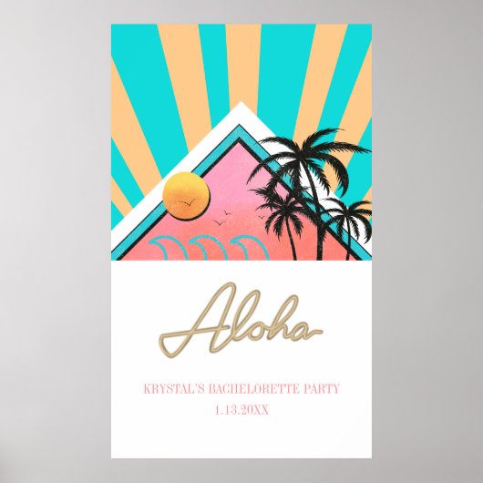 Hot Tropical Beach Junggeselinnen-Abschied Neon Poster (Vorne)