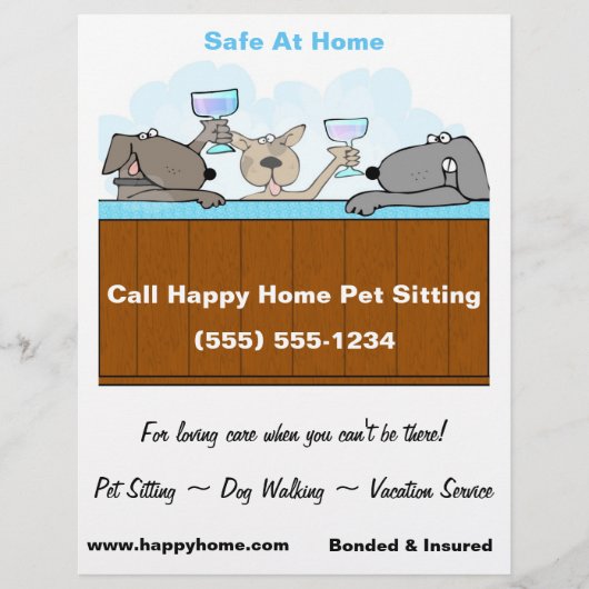 Hot Tub Hunde feiern mit Champagner 8x11 Flyer (Vorne)