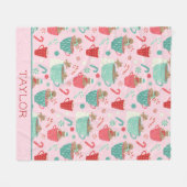 Hot Tub Niedliches Pink-Kakao-Muster Fleecedecke (Vorderseite (Horizontal))