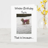 HOT TWINS SPASS=WINTER BIRTHDAY GREETINGS KARTE (Gelbe Blume)
