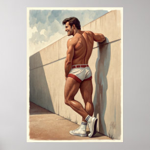 Hot Typ an der Wand Poster