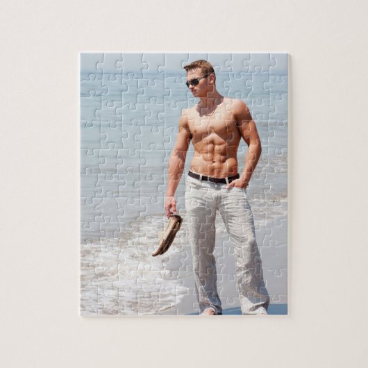 Hot Typ Bare Chest Muskel Abs Beach Shirless Puzzle (Vertikal)