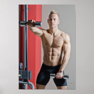 Hot Typ Blond Sexy Shirless Muscle Man arbeitet au Poster