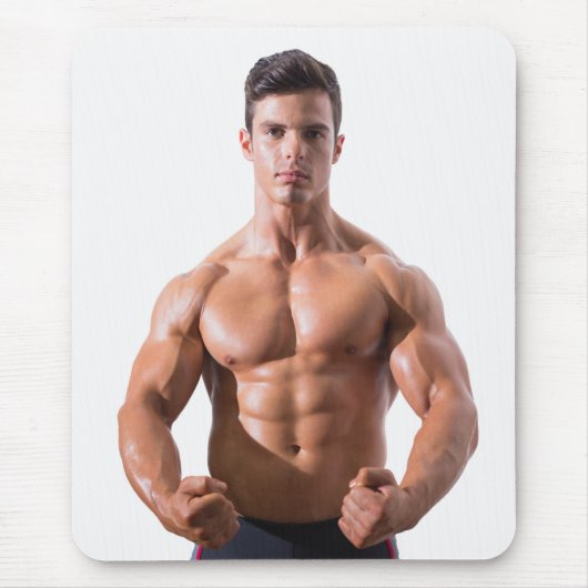 Hot Typ Flexes Muskeln Sexy Shirless Man Hunk Mousepad (Vorne)