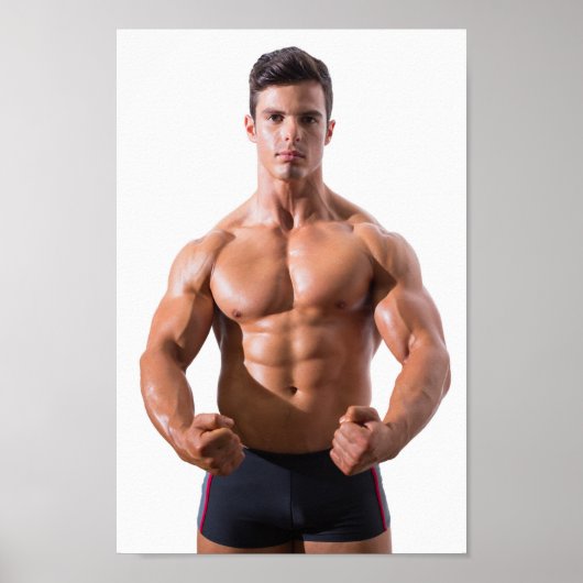 Hot Typ Flexes Muskeln Sexy Shirless Man Hunk Poster (Vorne)