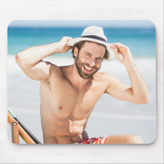 Hot Typ lächelt Sexy Shirtless Muscle Man Hunk Mousepad