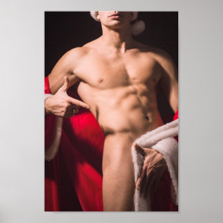Hot Typ Posen Sexy Shirless Santa Outfit Hunk Poster