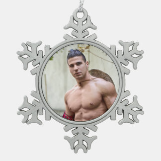 Hot Typ Sexy Bare Chest Open Shirt Hunk Poster Schneeflocken Zinn-Ornament
