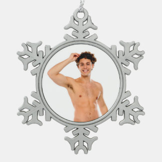 Hot Typ Sexy Shirless Muscle Man Abs. Schneeflocken Zinn-Ornament