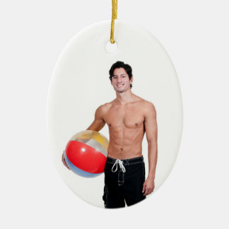 Hot Typ Sexy Shirtless Shorts Beach Ball Muskel Keramik Ornament