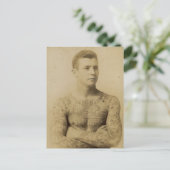 Hot Vintag Tattoo Man Postkarte (Stehend Vorderseite)