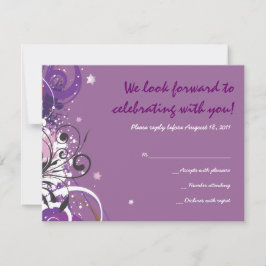 Hot Violet Wirbel Stars Bat Mitzvah Repcard RSVP Karte