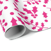 Hot White & Pink Winter Weihnachtsfest Geschenkpapier (Rolleneckpunkt)