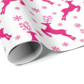Hot White & Pink Winter Weihnachtsmann Geschenkpapier (Rolleneckpunkt)