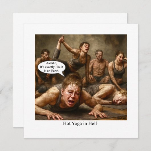 Hot Yoga in Hell. Einladung (Vorne/Hinten)