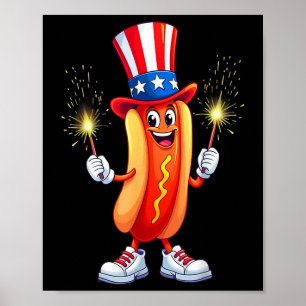 Hotdog 4. Juli Feuerwerk Unabhängigkeit Tag Poster