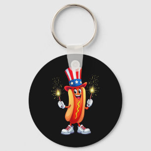Hotdog 4. Juli Feuerwerk Unabhängigkeit Tag Schlüsselanhänger