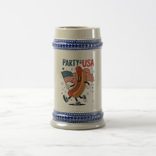 Hotdog 4. Juli Feuerwerk Unabhängigkeitstag Bierglas