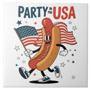 Hotdog 4. Juli Feuerwerk Unabhängigkeitstag Fliese