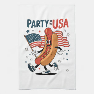 Hotdog 4. Juli Feuerwerk Unabhängigkeitstag Geschirrtuch
