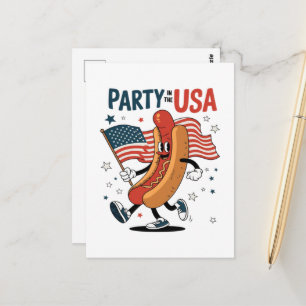 Hotdog 4. Juli Feuerwerk Unabhängigkeitstag Postkarte