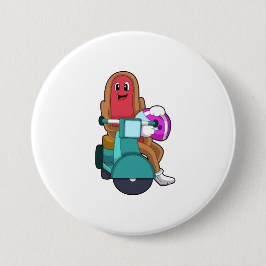 Hotdog als Biker mit Scooter.PNG Button (Vorderseite)