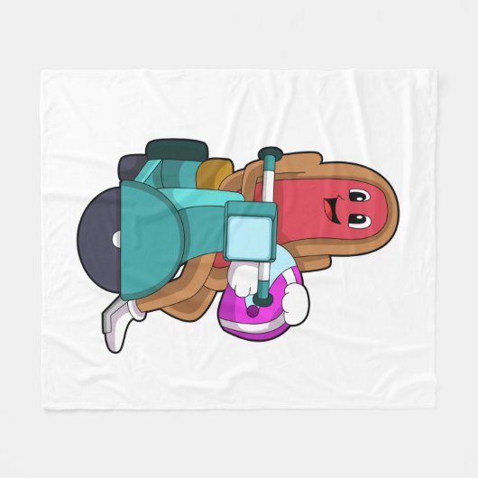 Hotdog als Biker mit Scooter.PNG Fleecedecke (Vorderseite (Horizontal))