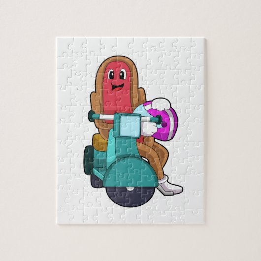 Hotdog als Biker mit Scooter.PNG Puzzle (Vertikal)