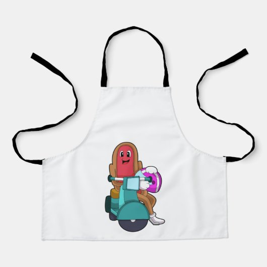 Hotdog als Biker mit Scooter.PNG Schürze (Vorderseite)