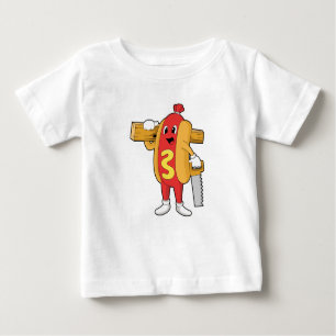 Hotdog als Carpenter mit Säge und Holz Baby T-shirt