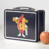 Hotdog als Carpenter mit Säge und Holz Metall Brotdose (Beispiel)