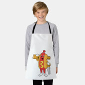 Hotdog als Carpenter mit Säge und Holz Schürze (Getragen)