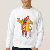 Hotdog als Carpenter mit Säge und Holz Sweatshirt (Vorderseite)