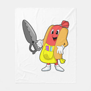 Hotdog als Friseur mit Schere Fleecedecke