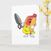 Hotdog als Friseur mit Schere Karte (Gelbe Blume)